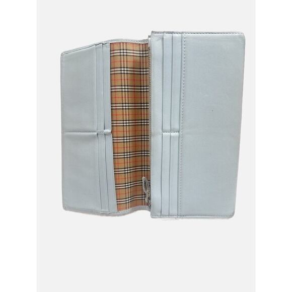 Burberry Baby Blue Leather Wallet with Nova Check Interior - Picture 5 of 9